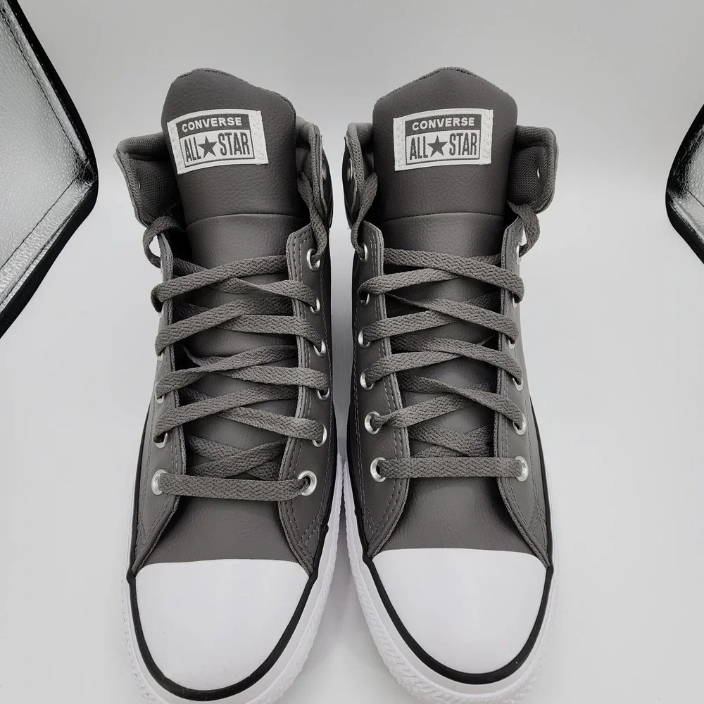 Chuck‎ Taylor All Star High Street Faux-Leather Shoes Mens 13 Sharkskin Gray NEW